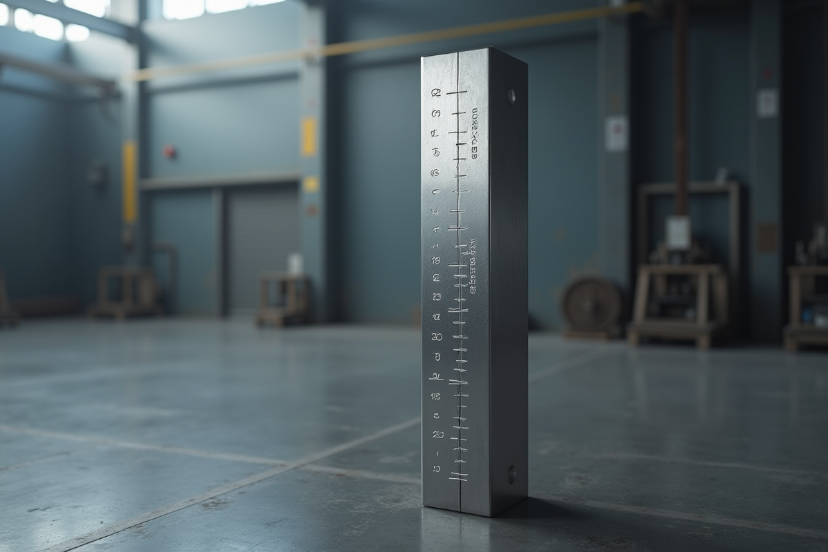 Une longue barre d acier avec marquages de dimensions en plein jour