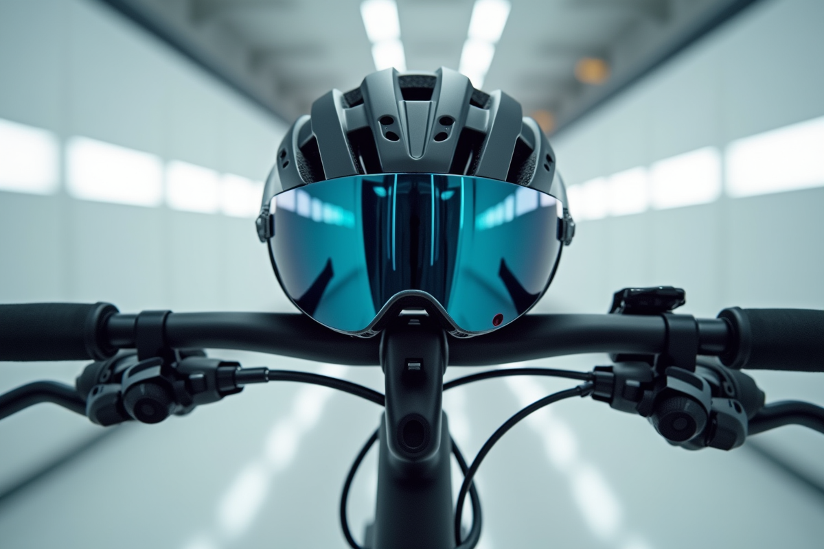 casque de cyclisme avec affichage AR sur guidon moderne