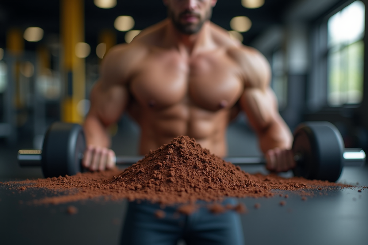 Coup de précision avec poudre de protéine chocolat en gym