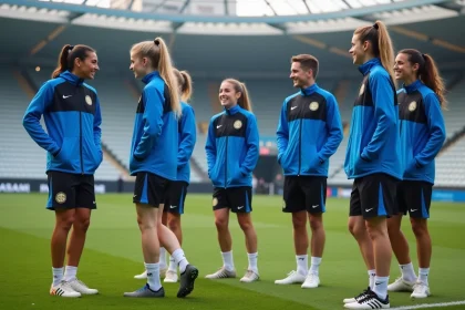 Jeunes joueurs de football en entraînement sur le terrain