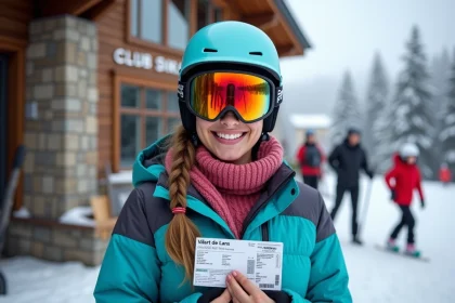 Jeune femme souriante avec équipement de ski à Villard de Lans
