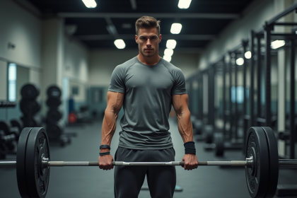 Jeune homme musclé en train de faire un soulevé de terre