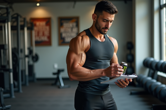 Jeune bodybuilder homme dans une salle de sport moderne