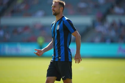 Footballeur européen en action sur le terrain