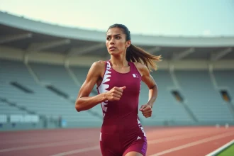 Kholoud Shahine AlKuwari en pleine course sur piste extérieure