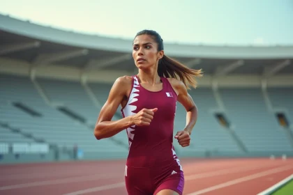 Kholoud Shahine AlKuwari en pleine course sur piste extérieure