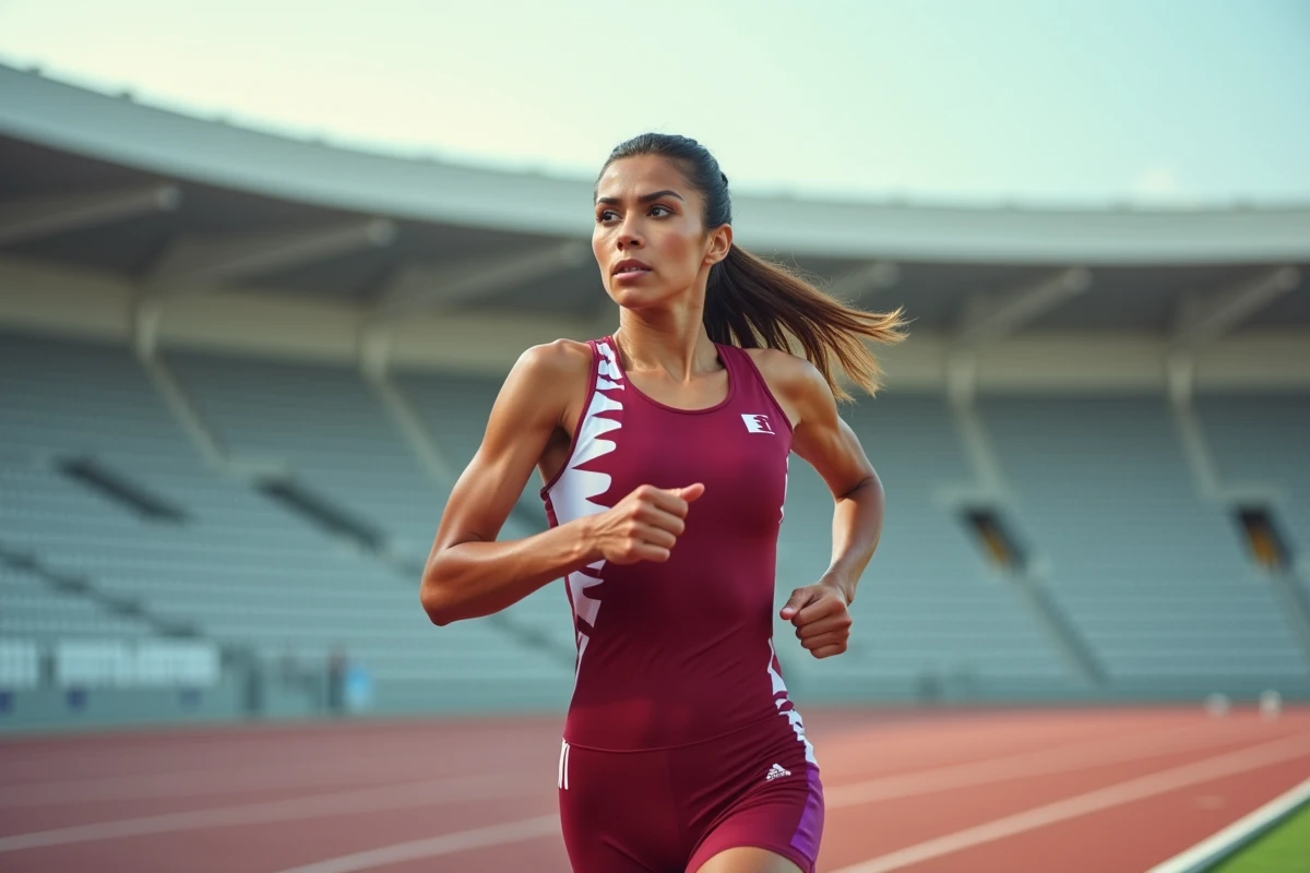 Kholoud Shahine AlKuwari en pleine course sur piste extérieure